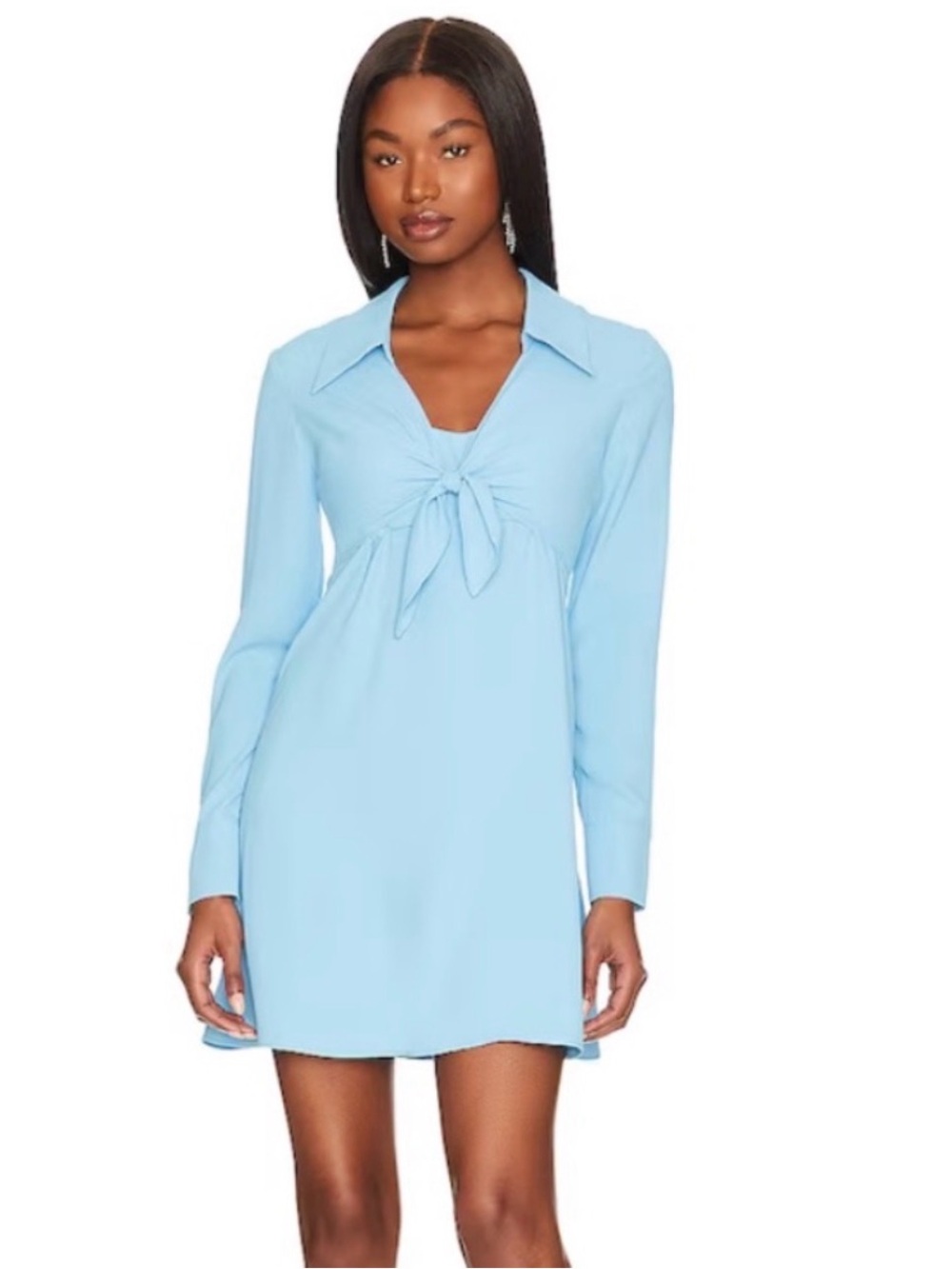Amanda Uprichard Blue Tie-Front Mini Dress